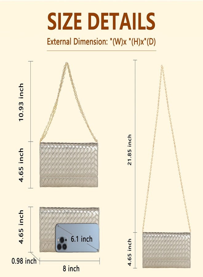 U+U Crossbody Bags for Women, Small Bag with Removable Chain, Card Slots & Phone Pocket - Lightweight Purse Wallet (8 Colors), Champagne Gold, 8" x 4.65" x 0.98", Contemporary - Image 2