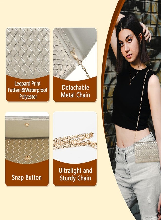 U+U Crossbody Bags for Women, Small Bag with Removable Chain, Card Slots & Phone Pocket - Lightweight Purse Wallet (8 Colors), Champagne Gold, 8" x 4.65" x 0.98", Contemporary - Image 4