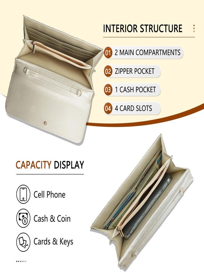 U+U Crossbody Bags for Women, Small Bag with Removable Chain, Card Slots & Phone Pocket - Lightweight Purse Wallet (8 Colors), Champagne Gold, 8" x 4.65" x 0.98", Contemporary - Image 3