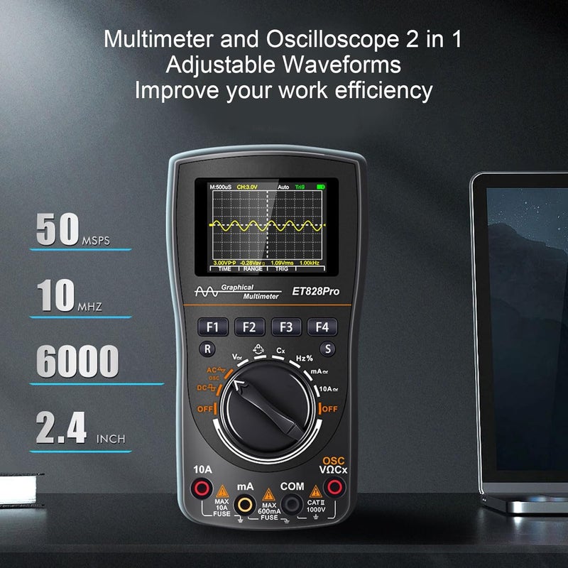 مقياس متعدد الذبذبات 50Msps 10MHz شاشة ملونة 2.4 بوصة 6000 عدد مقياس متعدد الذبذبات المحمول 10MHz للإلكترونيات - Image 5