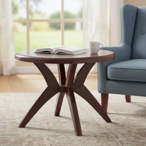 SkyGlamour Supreme Marina 4 Seater Round Plastic Dining Table for Indoor/Outdoor Use (Color:Globus Brown, Pack of 1) - Image 1