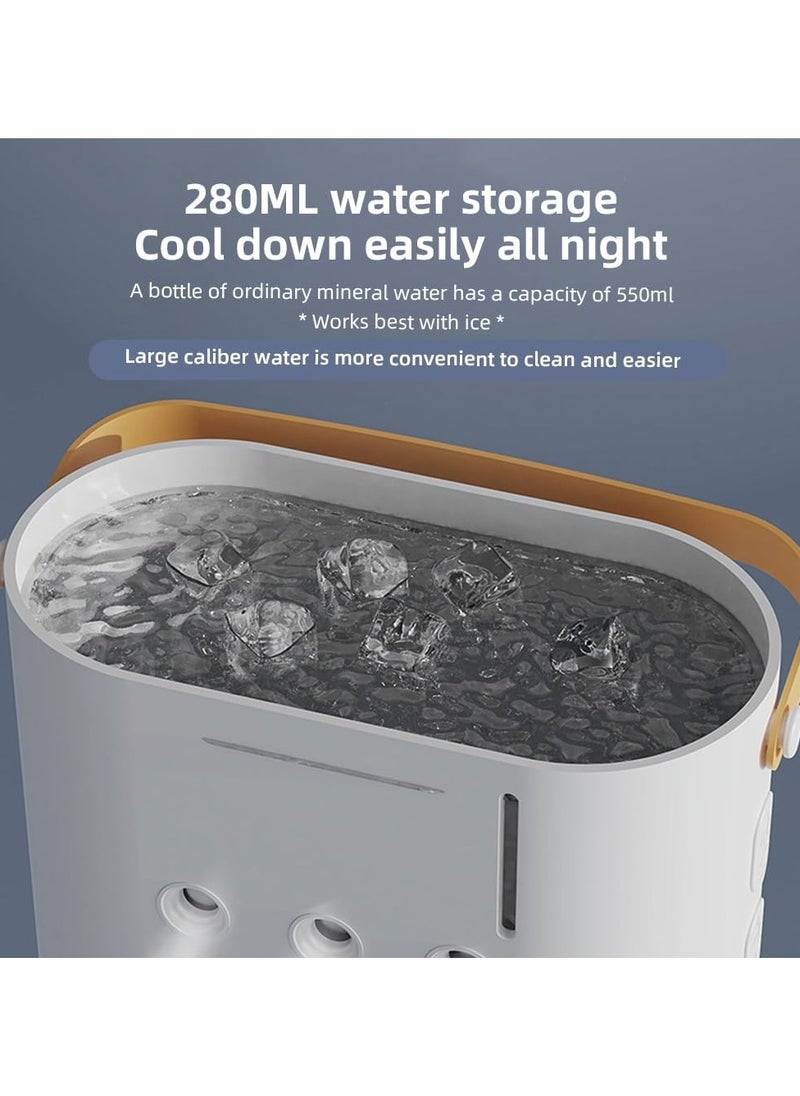 Denx - Portable Double-Ended Spray Fan With Remote Control – Power by USB Type C Mist Cooling Tower Fan with 90° Rotation,– Mini Desktop Air Circulator, 280 ml Water Tank, 3 Air Speeds & 3 Cooling Mist, 90° Left and Right Rotation, 7 LED Mobile Air Conditioner for Room, Homes and Office - Image 1