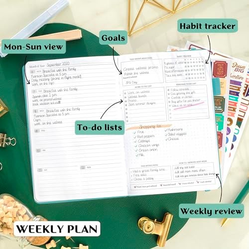 Legend Planner – Weekly & Monthly Life Planner to Hit Your Goals & Live Happier. Organizer Notebook & Productivity Journal. A5 (Turquoise) - Image 3