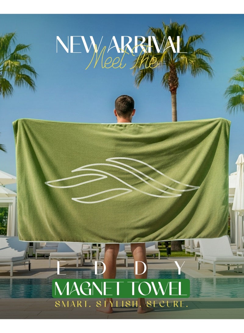إيدي سبورتس منشفة ايدى المغناطيسية – منشفة  شاطئ مغناطيسية ذكية، مقاومة للرمل وسريعة الجفاف من خامة المايكروفايبر سويد، خفيفة الوزن وسهلة الحمل، مثالية للشاطئ، المسبح، السيارة، التخييم، اليوجا والجيم (190×90 سم) - Image 2
