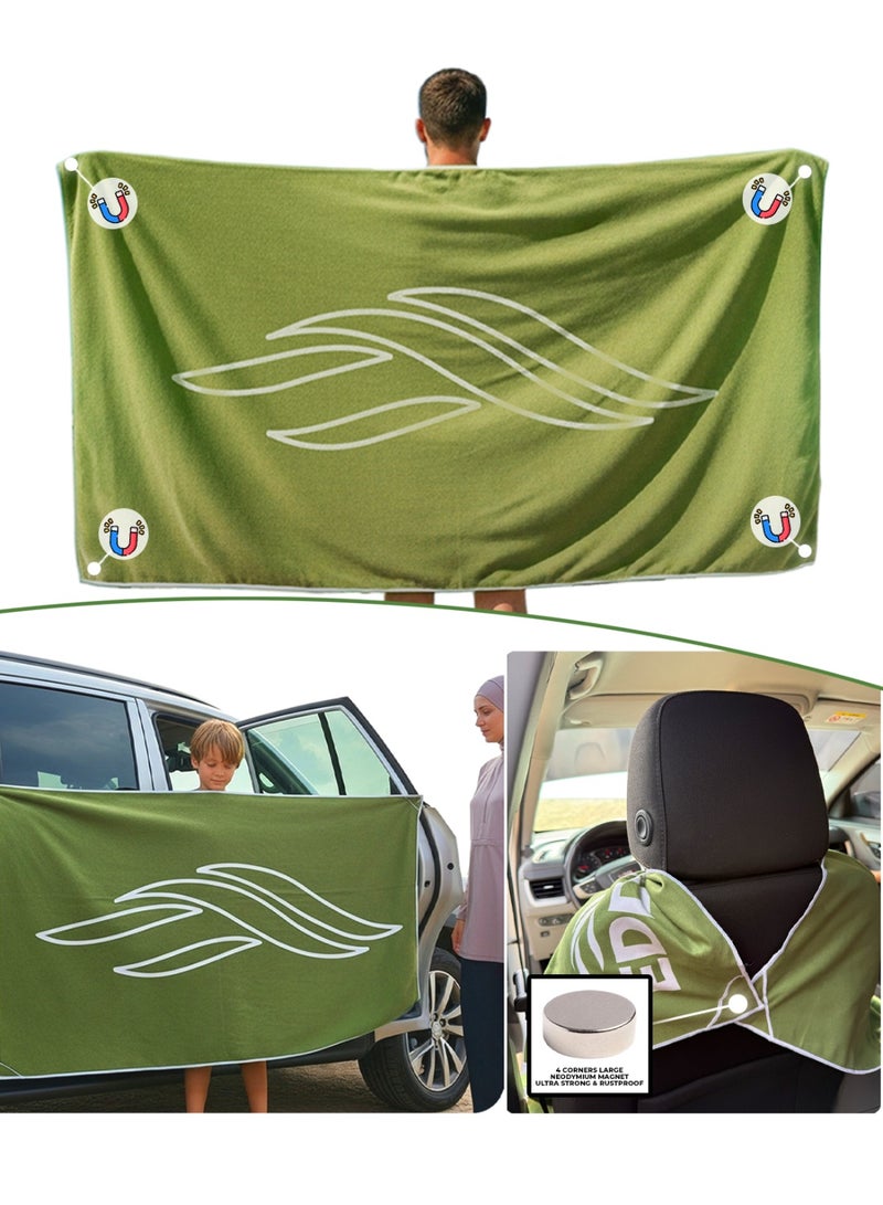 إيدي سبورتس منشفة ايدى المغناطيسية – منشفة  شاطئ مغناطيسية ذكية، مقاومة للرمل وسريعة الجفاف من خامة المايكروفايبر سويد، خفيفة الوزن وسهلة الحمل، مثالية للشاطئ، المسبح، السيارة، التخييم، اليوجا والجيم (190×90 سم) - Image 1