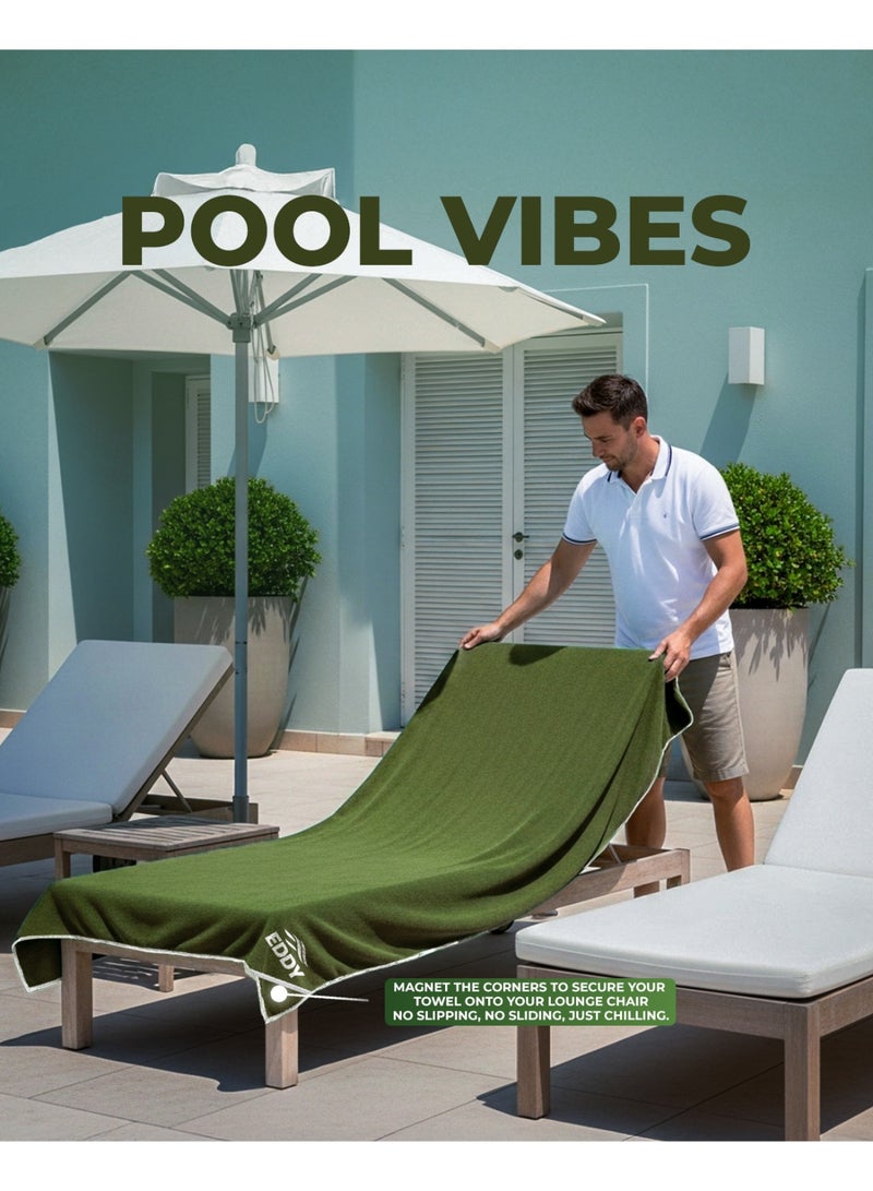 إيدي سبورتس منشفة ايدى المغناطيسية – منشفة  شاطئ مغناطيسية ذكية، مقاومة للرمل وسريعة الجفاف من خامة المايكروفايبر سويد، خفيفة الوزن وسهلة الحمل، مثالية للشاطئ، المسبح، السيارة، التخييم، اليوجا والجيم (190×90 سم) - Image 5