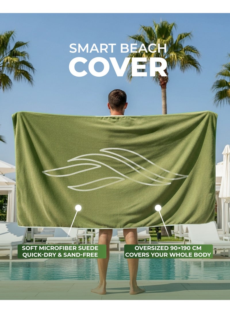 إيدي سبورتس منشفة ايدى المغناطيسية – منشفة  شاطئ مغناطيسية ذكية، مقاومة للرمل وسريعة الجفاف من خامة المايكروفايبر سويد، خفيفة الوزن وسهلة الحمل، مثالية للشاطئ، المسبح، السيارة، التخييم، اليوجا والجيم (190×90 سم) - Image 4