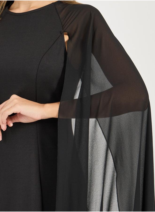 Styli Styli Draped Cape Sleeves Shift Maxi Dress  - Image 3