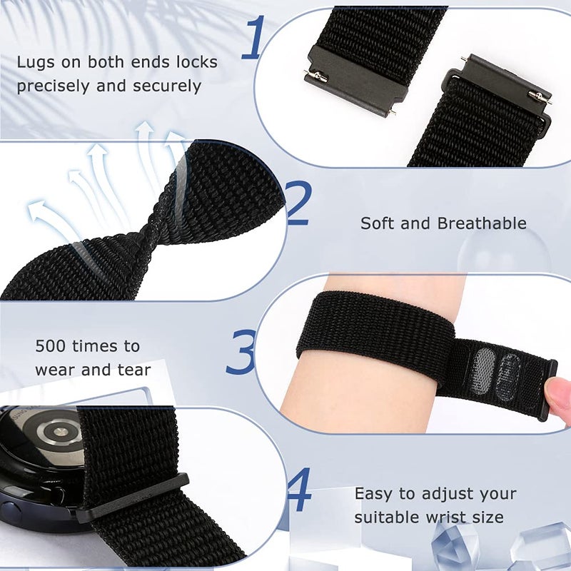 AVOD 20mm Nylon Quick Release Band Compatible with Samsung Galaxy Watch 7 6 5 4 40mm 44mm/Garmin VÃ­voactive 6/5/3/3 Music/Forerunner 570 42mm/55/158/165/245/645/Amazift Active 2/Active/T-Rex 3 Pro 44mm - Image 3