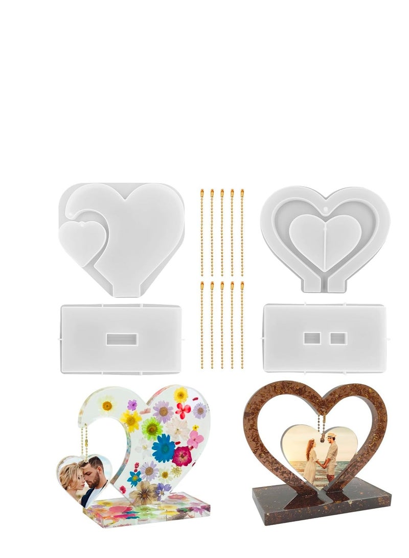 2 Set 3D Photo Frame Resin Molds, FineGood Heart Shape Silicone Molds for Resin, DIY Personalized Photo Silicone Tool, for Making Souvenir Handmade Crafts Home Decoration - Image 1