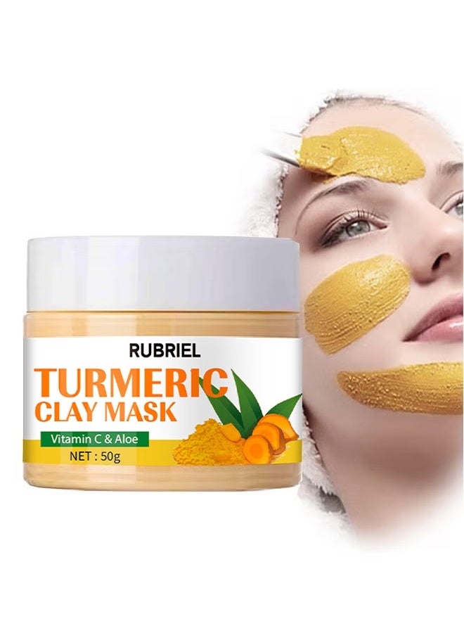 روبيريل قناع الطين بالكركم، فيتامين سي والألوة فيرا لتنظيف المسام السوداء بترطيب، عناية لتفتيح البشرة، قناع الطين بالكركم للتحكم في حب الشباب، الزيت وتنقية المسام، تقليل المسام السوداء، البقع الداكنة. - Image 1