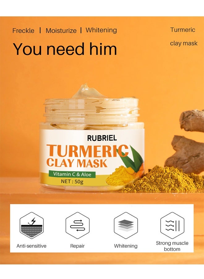 روبيريل قناع الطين بالكركم، فيتامين سي والألوة فيرا لتنظيف المسام السوداء بترطيب، عناية لتفتيح البشرة، قناع الطين بالكركم للتحكم في حب الشباب، الزيت وتنقية المسام، تقليل المسام السوداء، البقع الداكنة. - Image 4