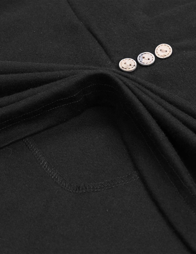 connche Quinee Breastfeeding Tops, Long Sleeve V Neck Pullover Nursing Hoodies for Women Mothers Tunic Sweatshirts Patchwork Maternity Shirt Autumn Light Everyday Wear Black L - Image 3