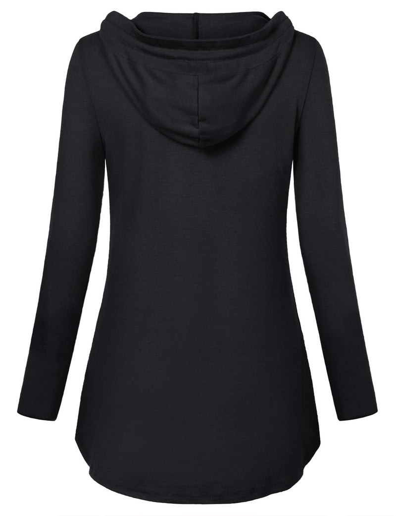connche Quinee Breastfeeding Tops, Long Sleeve V Neck Pullover Nursing Hoodies for Women Mothers Tunic Sweatshirts Patchwork Maternity Shirt Autumn Light Everyday Wear Black L - Image 2