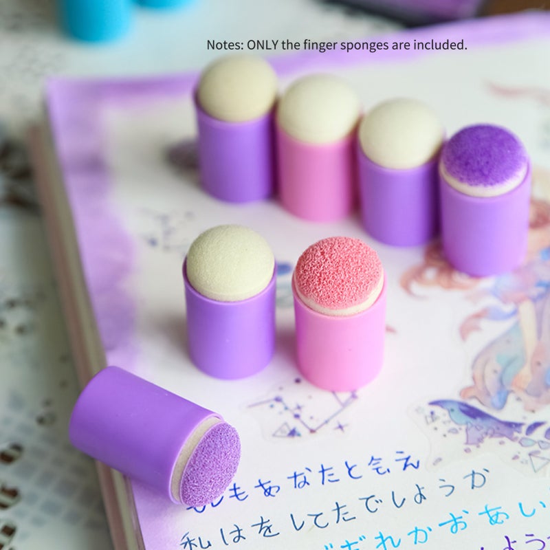 Finger Sponge Daubers: 1.26 X 0.7In Purple Color Coded Handle - High Quality White Fiber Hair Easy Finger Wearing Foam Paint Brush for Ink Blending Stamping Coloring - Image 3