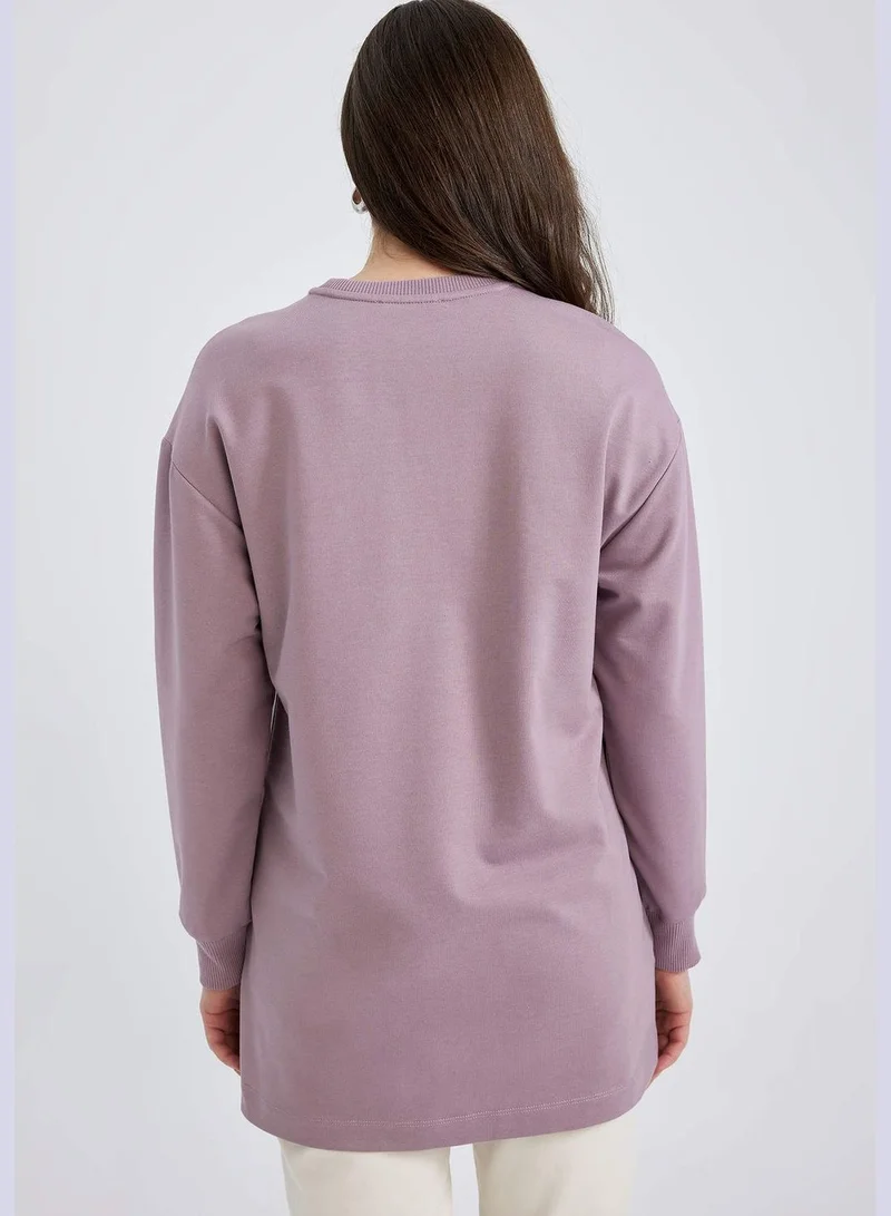 ديفاكتو Woman Relax Fit C Neck Long Sleeve Knitted Sweat Tunic