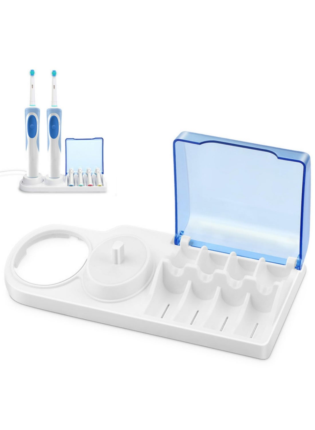 Electric Toothbrush Holder Stand for Oral B Toothbrush with Stand Slot and Head Holder Electric Toothbrush Organizer for Master Guest Kids College Dorm Bathroom Countertop Storage