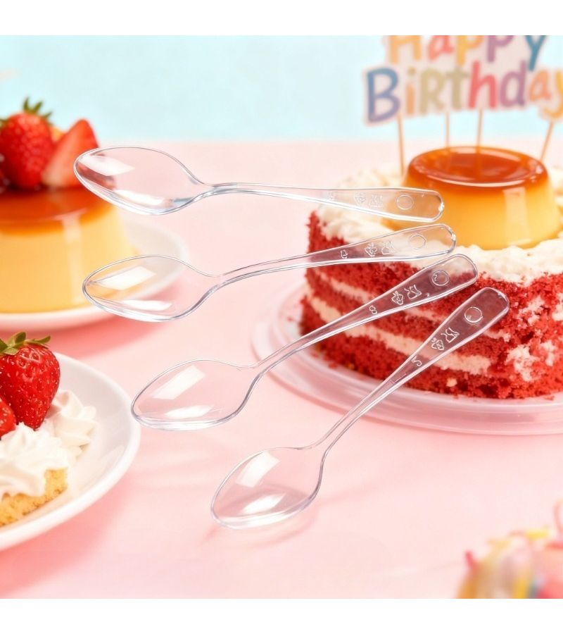 28 Pcs Transparent Pudding Dessert Spoons for Party Ice Cream Tasting - Image 2