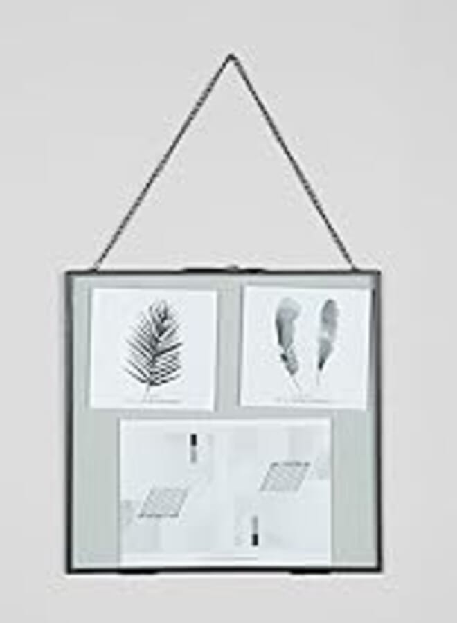 Matalan Hanging Metal Photo Frame, Large, 26 cm x 26 cm Size, Clear/Silver