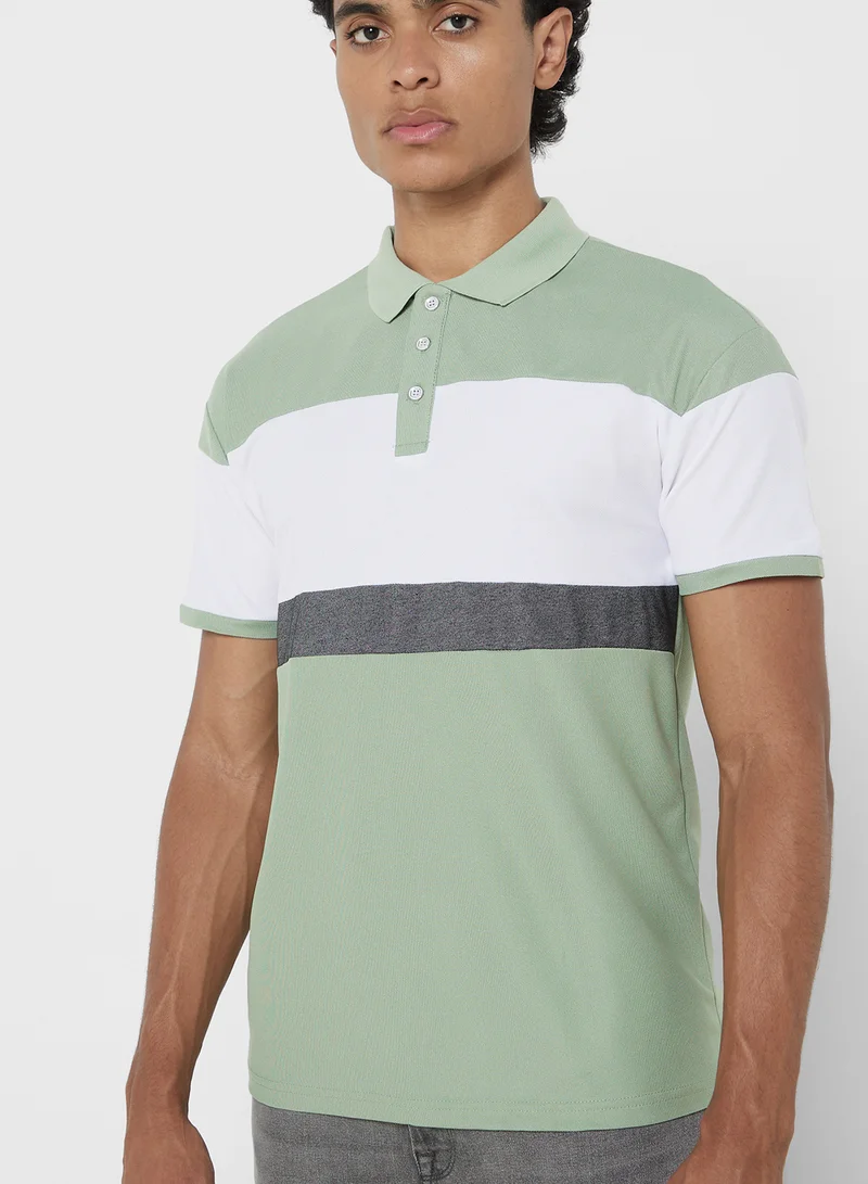 سفنتي فايف Polo Colorblock Shorts Sleeve T-Shirt