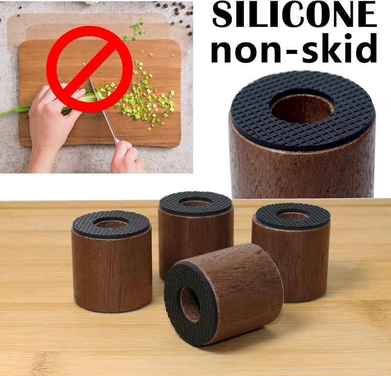 Anfu Cutting Board Feet, Walnut Chopping Board Feets, Non Slip Self Adhesive Butcher Block Legs with Screw (Not included Boards) - Image 5