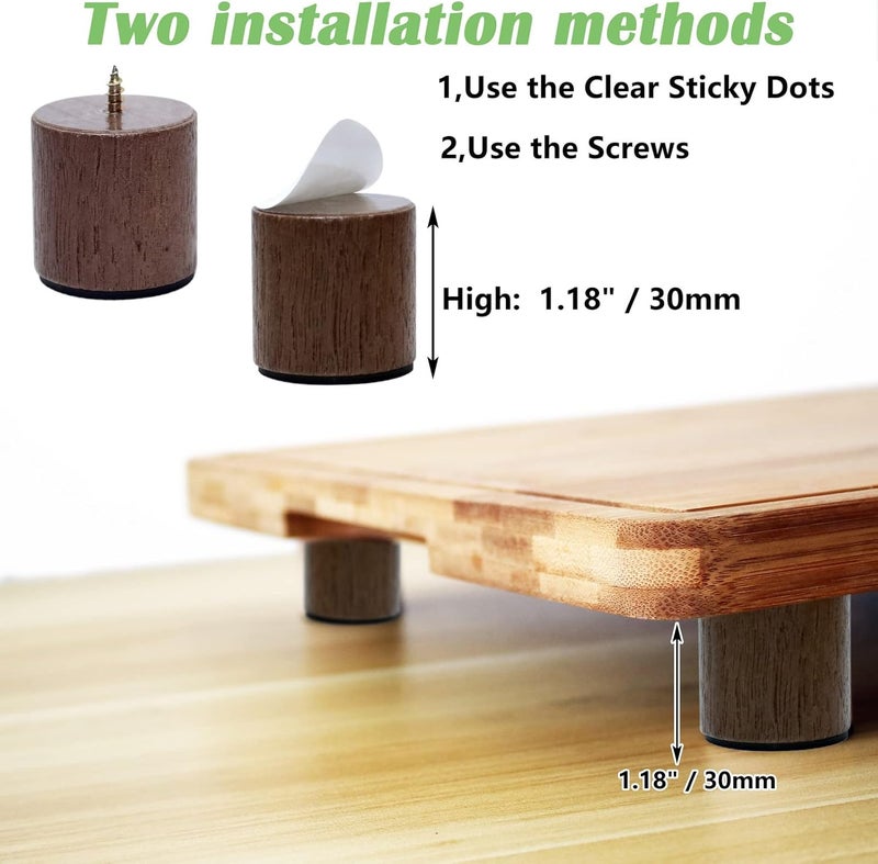 Anfu Cutting Board Feet, Walnut Chopping Board Feets, Non Slip Self Adhesive Butcher Block Legs with Screw (Not included Boards) - Image 2