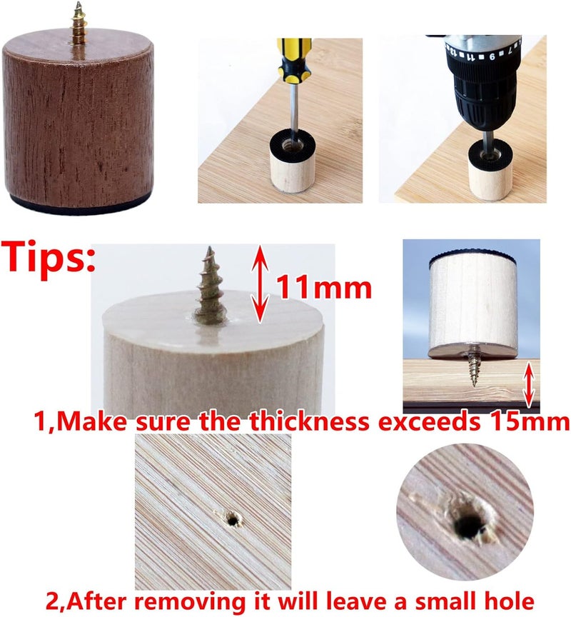 Anfu Cutting Board Feet, Walnut Chopping Board Feets, Non Slip Self Adhesive Butcher Block Legs with Screw (Not included Boards) - Image 4