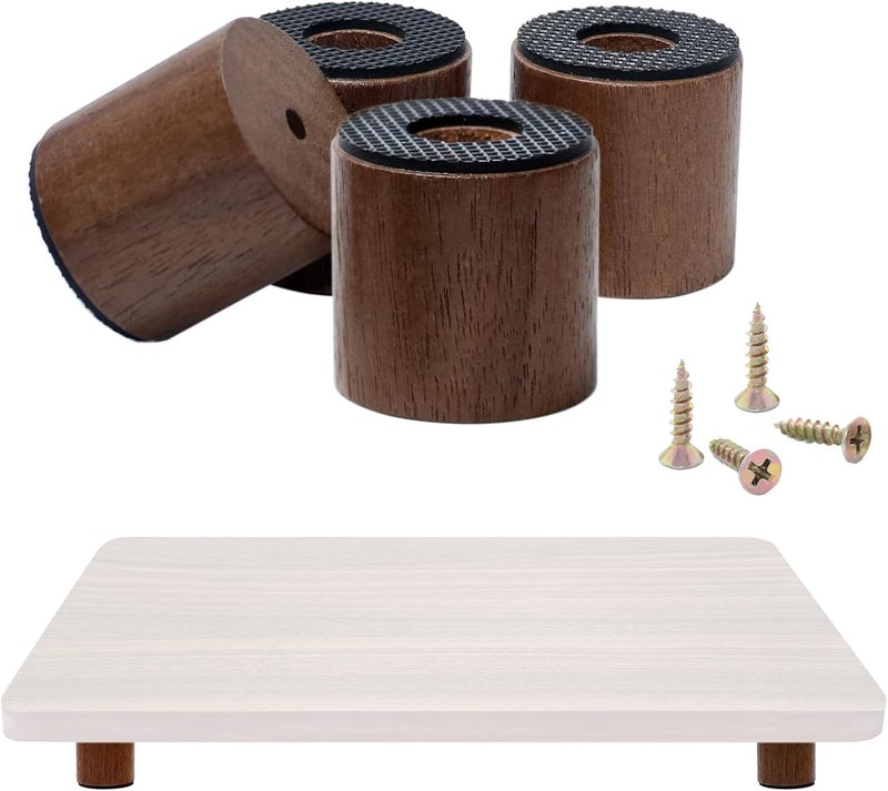 Anfu Cutting Board Feet, Walnut Chopping Board Feets, Non Slip Self Adhesive Butcher Block Legs with Screw (Not included Boards) - Image 1