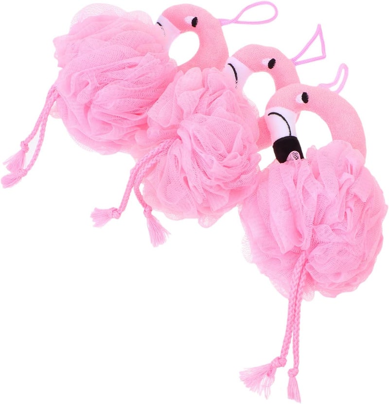Flamingo Bath Balls 3pcs Cartoon Mesh Shower Balls for Kids Adorable Bath Accessories - Image 1
