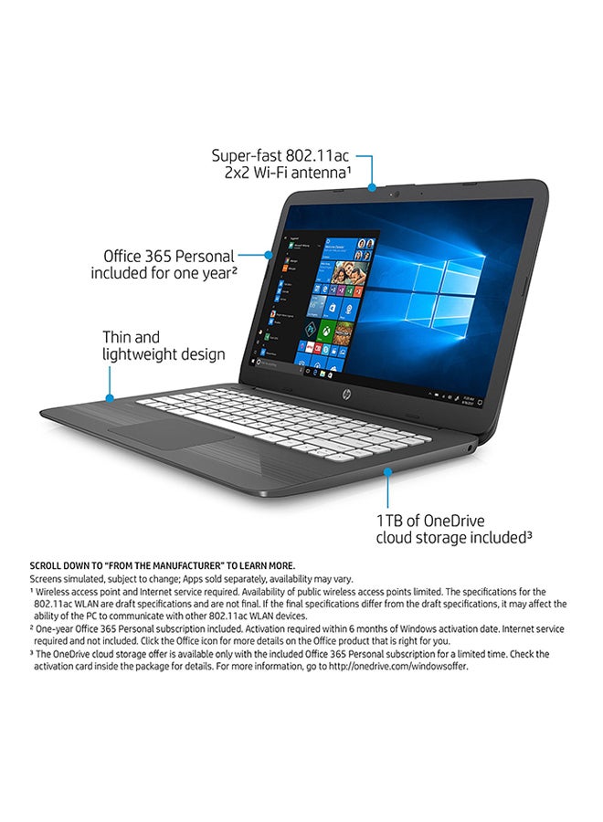 HP Stream Laptop With 14-Inch Display, Celeron Processor/4GB RAM/32GB eMMC/Intel HD Graphics 400 Black - Image 3