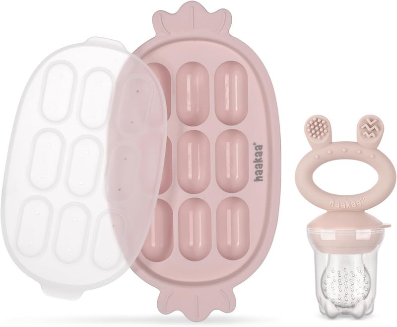 Haakaa Baby Fruit Food Feeder & Silicone Freezer Nibble Tray Combo - Image 1