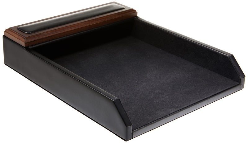 Dacasso Leather Desktop Letter Tray Luxury Letter Holder Paper Organizer for Desk Office Organization Executive Desk Decor Black