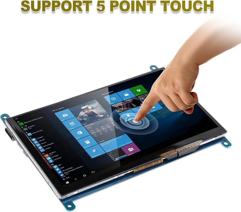 كلاراكو شاشة لمس سعوية 7 بوصة، شاشة LCD تعمل باللمس، منفذ HDMI، دقة عرض فائقة الوضوح 1024×600، متوافقة مع Raspberry Pi، تدعم أنظمة تشغيل Windows 7/8/10، تدعم اللمس من 5 إلى 5 بوصات - Image 3