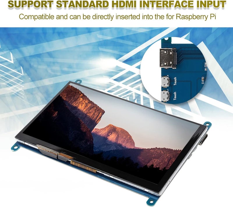 كلاراكو شاشة لمس سعوية 7 بوصة، شاشة LCD تعمل باللمس، منفذ HDMI، دقة عرض فائقة الوضوح 1024×600، متوافقة مع Raspberry Pi، تدعم أنظمة تشغيل Windows 7/8/10، تدعم اللمس من 5 إلى 5 بوصات - Image 5