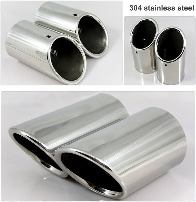 Dsycar Exhaust Tips Pair for VW JETTA, SAGITAR, POLO, GOLF 7 & BMW 325i/328i (Silver) - Image 3