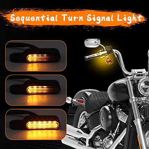 MotoParAcc Mini Handlebar Sequential LED Turn Signals, 12V Front Motorcycle Running Lights for Harley Sportster, Dyna, Road King, Softail, Honda CBR, Yamaha, Victory - Image 2