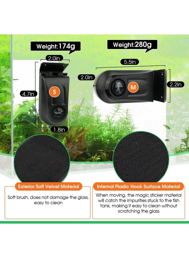 hygger Aquarium Glass Cleaner, Magnetic Fish Tank Cleaner Brush with 2 Aquarium Alg-ae Scrapers Floating Strong Magnetic (S) - Image 4