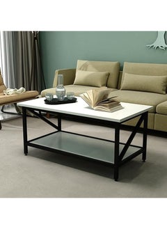 RIGID Steel Casper Coffee Table with Storage Shelf & Wooden Top  47x100x55cm  - Image 1