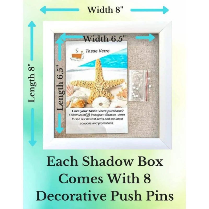 Tasse Verre Tasse Verre Display Shadow Box Frame (2-Pack) - Ready to Hang Shadowbox Picture - Easy to Use - Box Display  Baby  Sports Uniforms  Military Medals  Pins  Wedding. (White  8x8) - Image 2