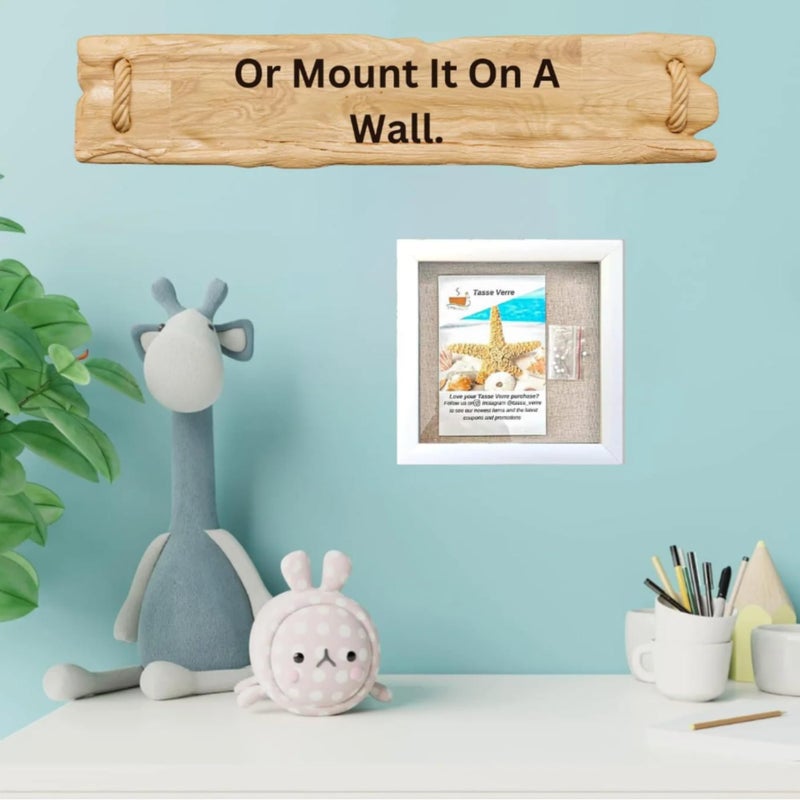 Tasse Verre Tasse Verre Display Shadow Box Frame (2-Pack) - Ready to Hang Shadowbox Picture - Easy to Use - Box Display  Baby  Sports Uniforms  Military Medals  Pins  Wedding. (White  8x8) - Image 4