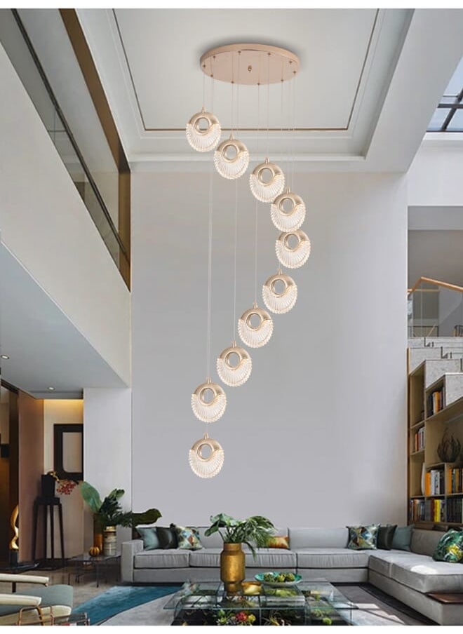 Best Power Modern 10-Light LED Hanging Chandelier 6643-10 with 3 Lighting Levels, 250 cm Adjustable Length, 24W - Ideal for Hallways, Stairs, and Entrances  - Image 1