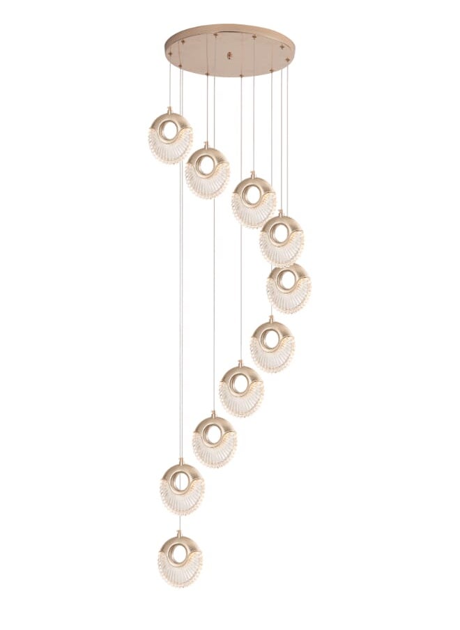 Best Power Modern 10-Light LED Hanging Chandelier 6643-10 with 3 Lighting Levels, 250 cm Adjustable Length, 24W - Ideal for Hallways, Stairs, and Entrances  - Image 2
