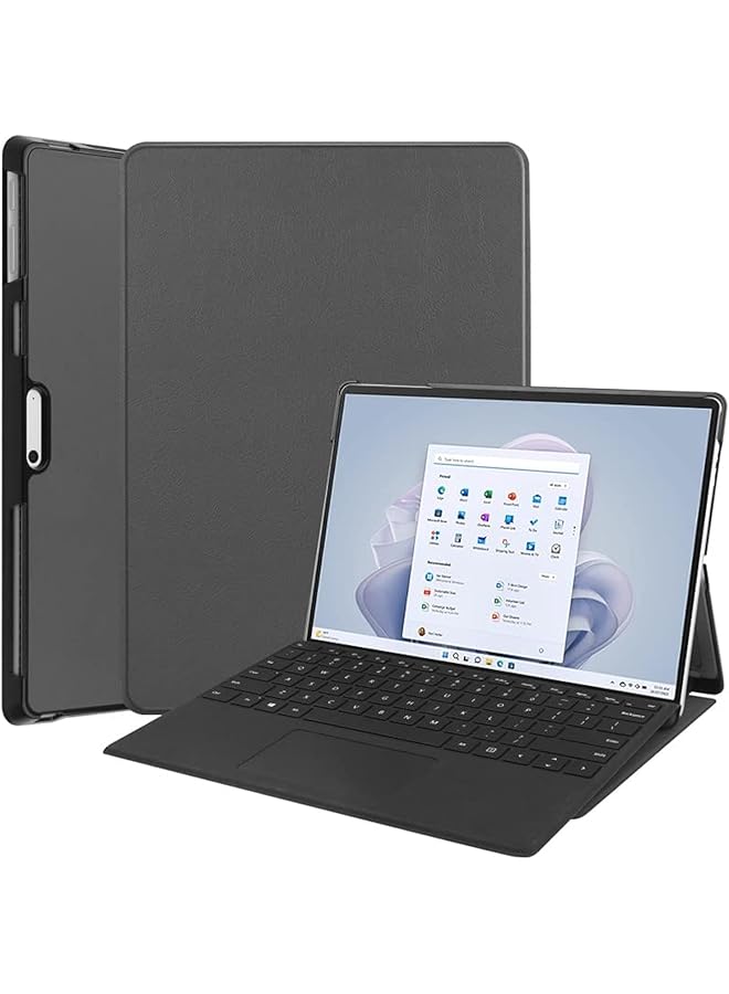 erorex Compatible With Surface Pro 9 Case Pu Leather Flip Stand Hard Pc Back Cover For Funda Surface Pro 9 Tablet Case (Grey) - Image 1