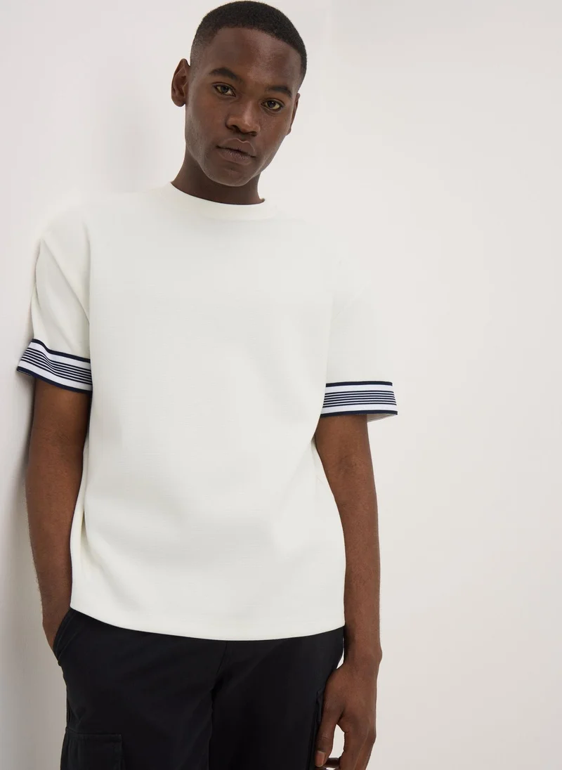 Matalan White Smart Stripe Arm Co Ord  T-Shirt