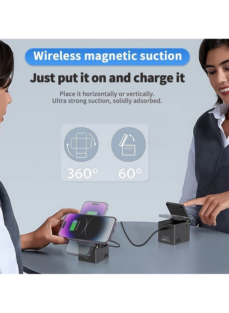 XO CX027 Magnetic Wireless  3-in-1 Charging Station Pocket Sized Powerhouse Compact For Travel With Fast Charging - Image 2
