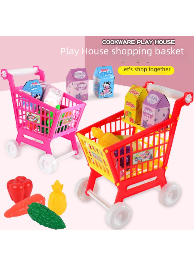 Early Education Intelligence Toys For Children Shopping Cart Vegetables Fruits 21pcs Pretend Play Supermarket Toy-Color:7705-5 Shopping Cart + Vegetables (red)  - Image 3