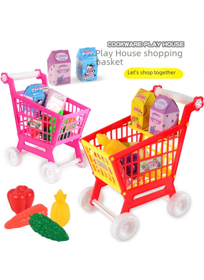 Early Education Intelligence Toys For Children Shopping Cart Vegetables Fruits 21pcs Pretend Play Supermarket Toy-Color:7705-5 Shopping Cart + Vegetables (red)  - Image 2