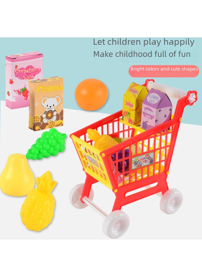 Early Education Intelligence Toys For Children Shopping Cart Vegetables Fruits 21pcs Pretend Play Supermarket Toy-Color:7705-5 Shopping Cart + Vegetables (red)  - Image 4