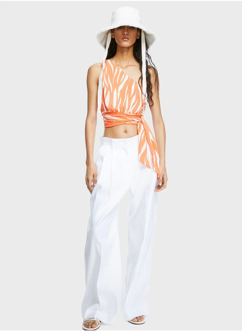 H&M One Shoulder Tie Detail Crop Top
