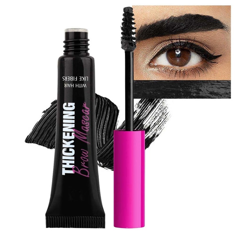 BINGBRUSH Tinted Thickening Brow Mascara,Brow Fast Sculpt,Waterproof, Transfer-proof, Brush to Fill in Eyebrows and Cover Gray Hairs - Cruelty Free - Light Medium Brown (1pc 08 Black) - Image 1